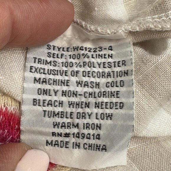 Johnny Was Workshop Adele Gingham Women's Overshirt Linen Embroidered Size Small - Picture 15 of 15